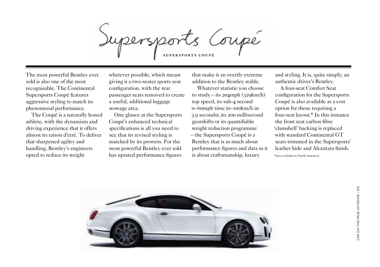 2012 Bentley Continental SS Super Sports Brochure Page 8